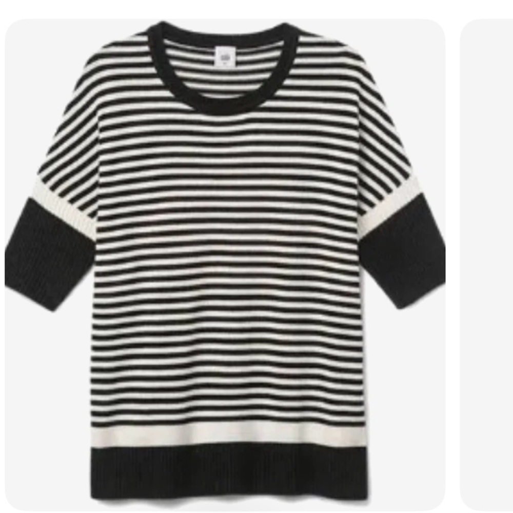 CAbi Black and White Striped Sweater